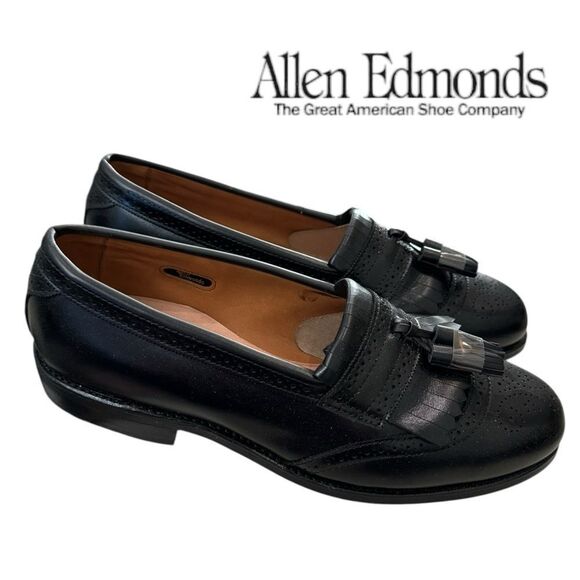 New Allen Edmonds Bridgeton Black Leather Slip-on Tassell Loafer Dress Shoes 8.5 main image 6